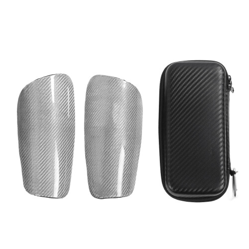 1Pair Carbon Fiber Shin Guards, Size L, Silver Bag 2