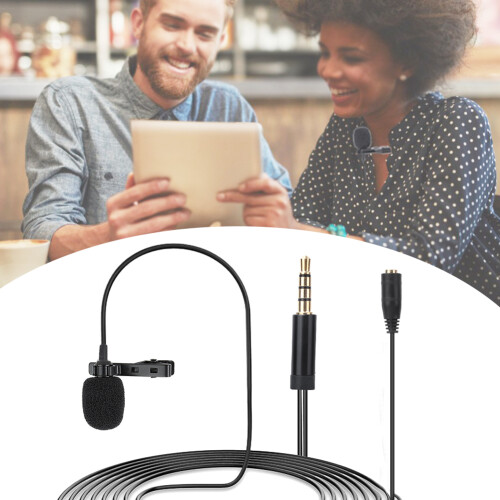 1.5m Omnidirectional Lavalier Microphone, 3.5mm Plug for PC Camera Phone Black 2