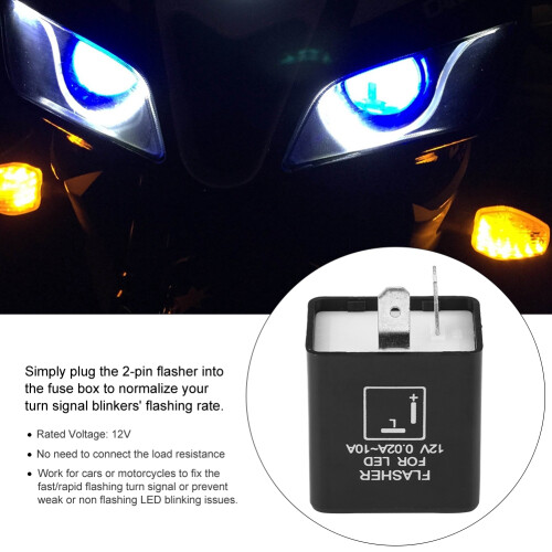 2-Pin 12V Electronic LED Car Flasher Relay, Durable Black 2
