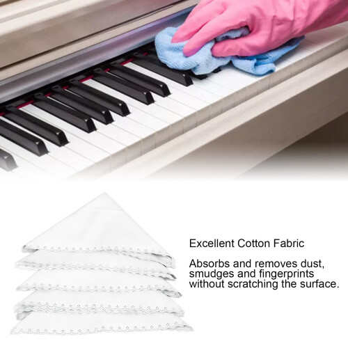 5PEZZI Asciugamani in Cotone per Piano e Strumenti a Corda, Bianco 2