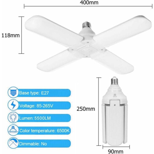 Ρυθμιζόμενη λάμπα LED, ρυθμιζόμενη γωνία 90 μοιρών με LED 60W, εύκολη εγκατάσταση για 1