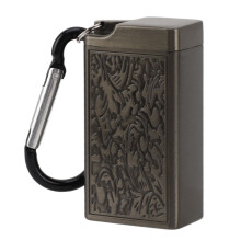 Aluminum Portable Ashtray with Lid, Black, 1.7 oz