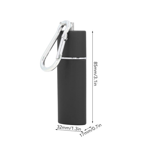 Mini Pocket Ashtray 32x17x85mm Carabiner Black 1