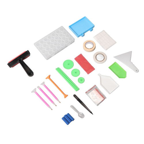 105P Rhinestone Painting Tools Kit with Multi Grid Storage Case & Roller