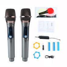 Dynamic Singing System, UHF Rechargeable Wireless Microphones with Anti-Howling Protection, Adjustable Frequencies, HiFi Sound Output for Church,