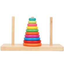 Water Based Paint, Wooden Colorful Ten-Storey Tower Logic Puzzle Brain Teaser, Intellectual Stacking Game for Toddlers, Enhances Color Recognition