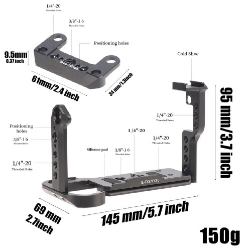 FX3 FX30 Camera Cage Aluminum, 228g, 1/4in/3/8in 1