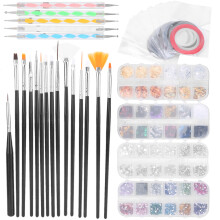 Artisan Craftsmanship, Nail Art Kit for Salon-Quality Manicures, Features Precise Nail Art Brushes & Glittering Rhinestones, Ideal for Beginners