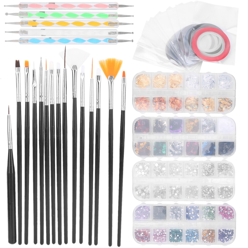 Artisan Craftsmanship, Nail Art Kit for Salon-Quality Manicures, Features Precise Nail Art Brushes & Glittering Rhinestones, Ideal for Beginners