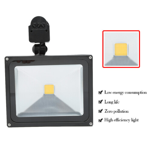 Security Light Motion Sensor Floodlight Outdoor LED Spotlight IP65Waterproof Ultra Bright Warm White3000K Adjustable Detection Range Energy Saving 1