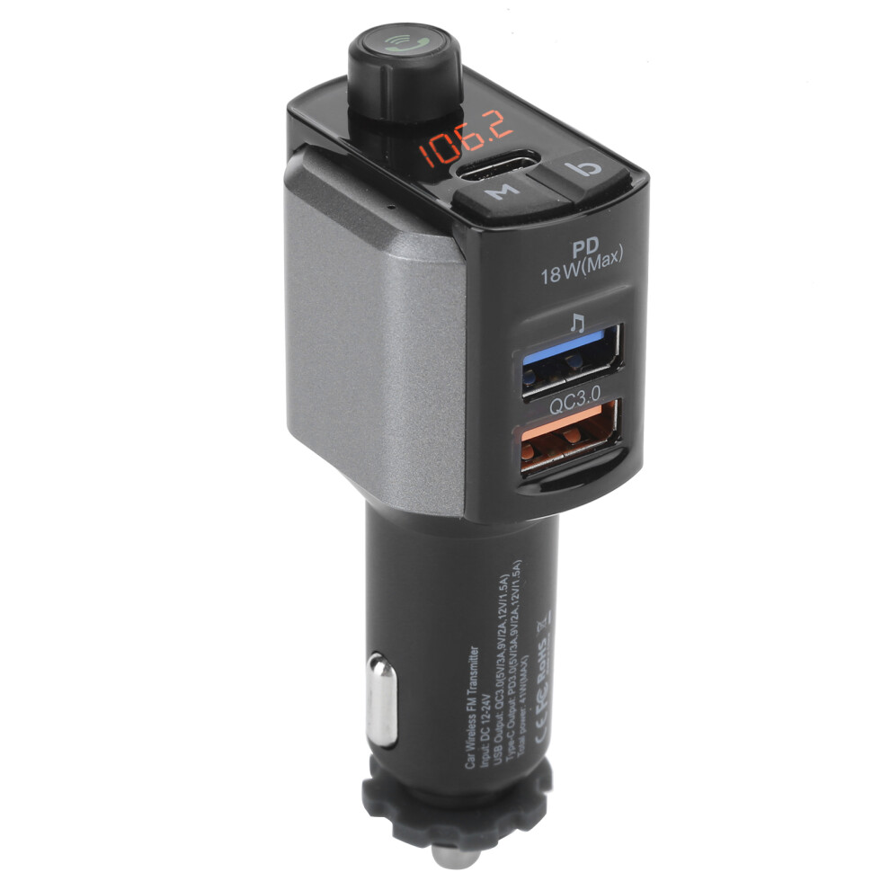 Bluetooth Car Fm Transmitter, Led Backlit Music Player, Supports Handsfree Calling & Quick Charge, Overvoltage Protection, Hi Fi Music Experience 9479868287136