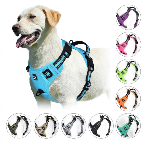 (light green, M) No Pull Dog Harness, Adjustable Soft Padded Pet Vest with Easy Control Handle 2