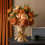 Silk Rose Bouquet with Green Leaves38cm 5