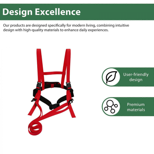 (Red) Children Ski Training Harness With Adjustable Chest Strap And Anti Fall Tether 2