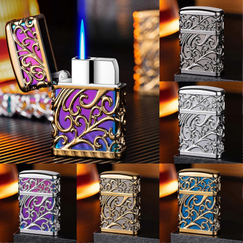 (Colorful Ice Silver) Single Jet-Torch Lighter Windproof Cigarettes Lighters Present For Men 1