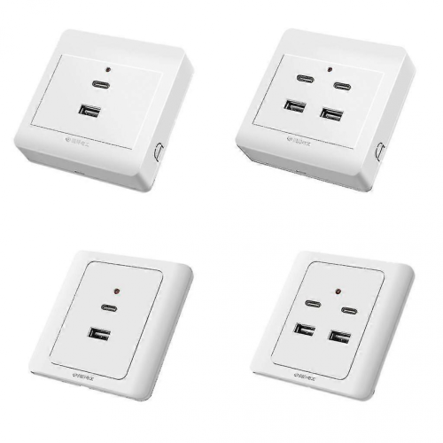(A) Prise murale USB Type-C avec ports USB - QH 1