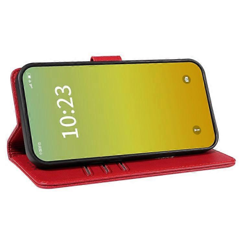 (WineRed) Custodia in pelle con texture Litchi e supporto RFID compatibile con iPhone 15 Plus 2