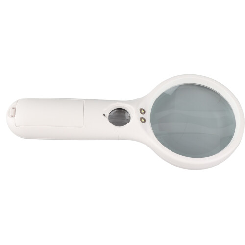 Dual Magnifier 3x/45x, 75mm/22mm, 3 LEDs, B/W