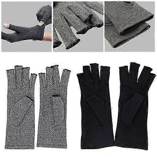 (grey, M) Anti Arthritis Compression Gloves Fingerless Support Rheumatoid Pain Relief Cy) 2