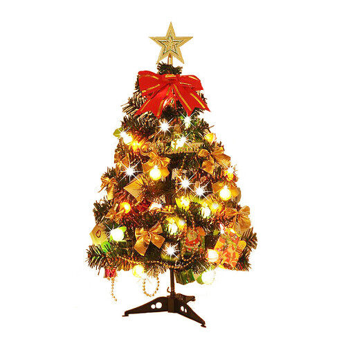 Realistic Artificial Pine Tree, 60Cm Mini Christmas Tree for Tabletop Xmas Decorations with LED String Lights 1