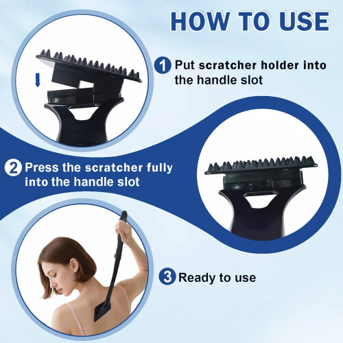 Long Foldable Back Scratcher - Extendable Massage Tool for Itch Relief Black 2