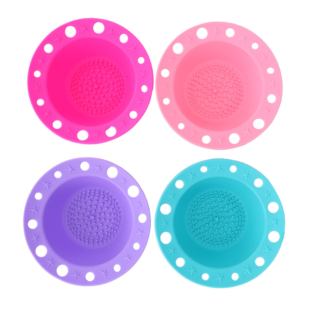 Portable Makeup Brush Cleaner Set, Foldable Design Silicone Makeup Brush Scrubber With Bristle Cleaner For On-The-Go Beauty Enthusiasts (4Units)