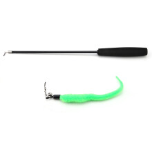 Natural Plush Cat Worm Teaser Toys, Soft & Durable Wand Attachments with Retractable Movement and Bell Sound, Interactive Design for Hunting