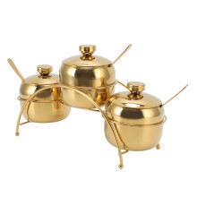 Gewürzdosen-Set 304 Edelstahl 3er mit Ständer Gold