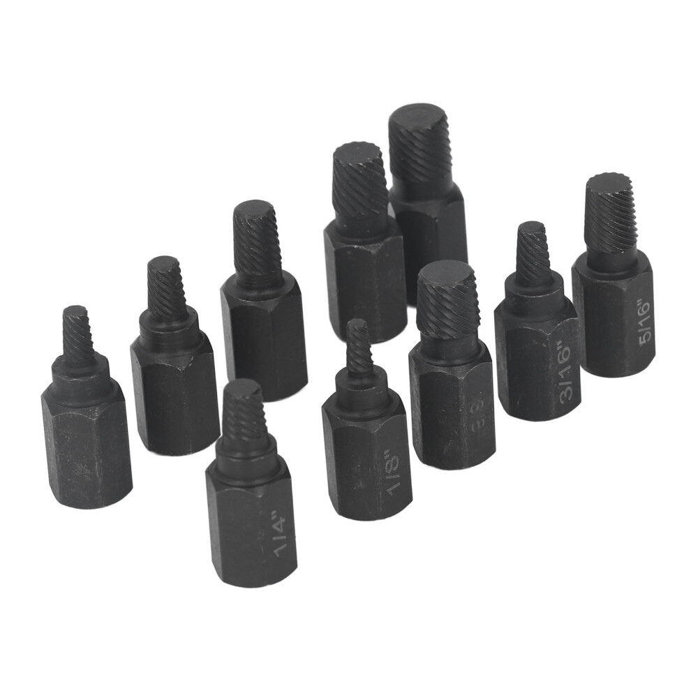 10Pcs Broken Screw Extractor Set, 1/8 To 3/8In, Chrome Vanadium Steel 8021387391248