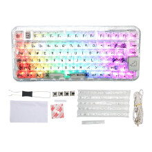 Mechanical Keyboard With Full-Transparent Design, Custom Software & RGB Backlit, 80Keys Tri-Mode Wireless For Windows/Mac (Transparent)