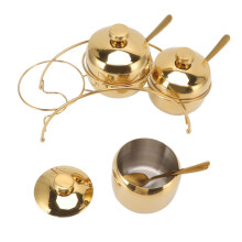 Gewürzstreuer-Set Gold 3 Dosen Regal 3 Löffel