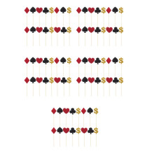 135Pièces Décorations Gâteau Papier Bois Casino Poker Multicolore