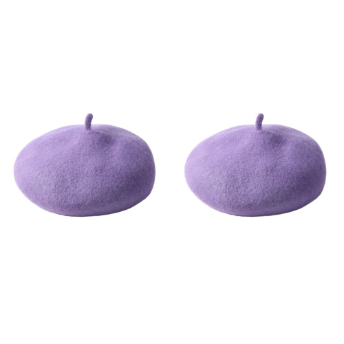2Pièces Violet Laine Mélangée Confortable Automne Hiver