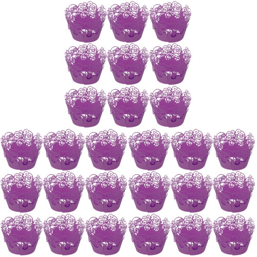 180Pièces Papier Gâteaux Violet Design Creux Usage Répété