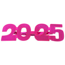 Partybrille 2025 ABS Rosarot Lustige Neujahrs-Accessoires