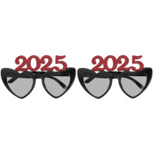2Paare ABS 2025 Neujahrsbrillen in Rot, Dekorative Party-Accessoires