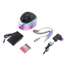 Mașină de unghii electrică pentru unghii acrilice și naturale, baterie litiu-ion cu vibrații reduse, 35000 RPM cu afișaj digital și pedală de