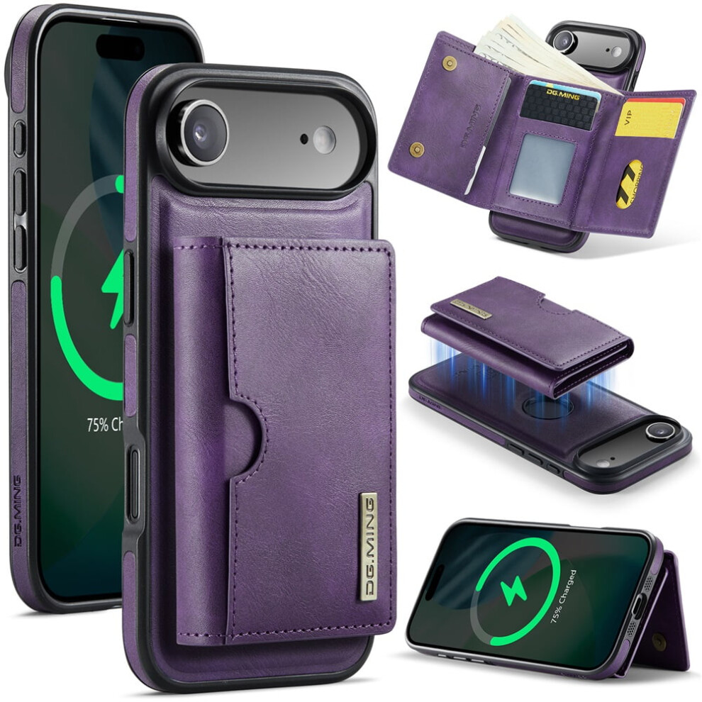Dg.ming Magnetic Wallet Case For Iphone Air 6.5", Rfid Blocking, Detachable Leather Case With Card Slot Â Purple 9313598209122