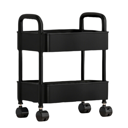 2-Tier Rolling Cart with Wheels,Multifunction Utility Storage, Mobile Shelving Unit Storage Organizer for Kitchen Bathroom Laundry