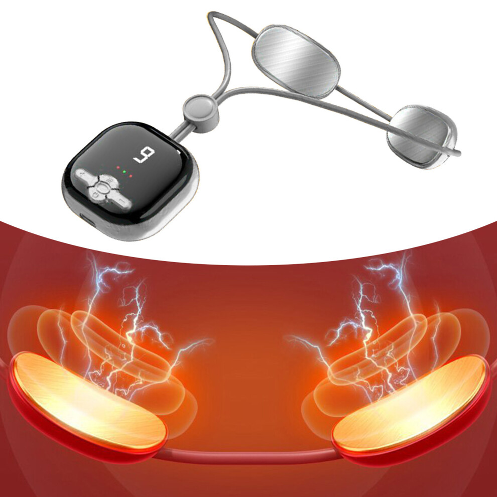 Portable Electric Pulse Pendant Neck Massager 19 Levels 6 Modes Grey