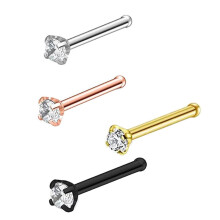 4 Stainless Steel Zircon Nose Studs 3 Shank Designs 4 Color Variations 1.5 3mm Gemstones Body Jewelry Set