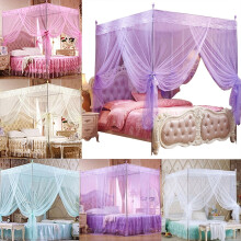4 Corners Post Canopy Bed Curtains Cozy Drape Canopy Bed Frames Netting for Twin Full Queen King Bed - Cute Princess Lace Bedroom Decoration