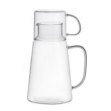 Set carafă de apă din sticlă 1200 ml cu cană de 300 ml