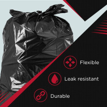 Sacs poubelle pour gros volumes, sacs à soufflets anti-fuites 80 x 100 cm noirs, sacs poubelle extensibles et résistants pour l'intérieur et