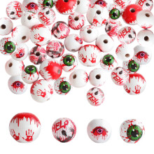Træperler til Halloween, 16 mm flerfarvet, pakke med 320 stk.