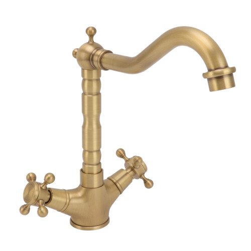 Antique Brass Bathroom Faucet Double Handle 1