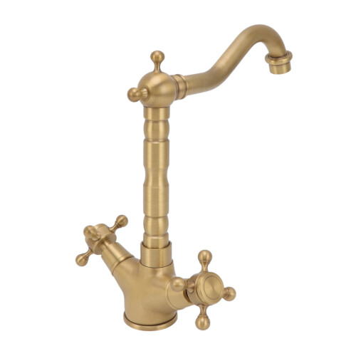 Antique Brass Bathroom Faucet Double Handle 2