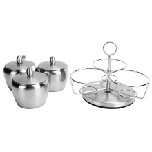 Edelstahl Gewürzregal Set 3 Behälter Löffel