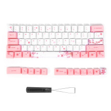 Keycap Set For Mechanical Keyboard, High Quality Pbt Material Matte Texture Anti Grease Coating, 73pcs Rich Colors6064Cherry Blossom Pattern Dye