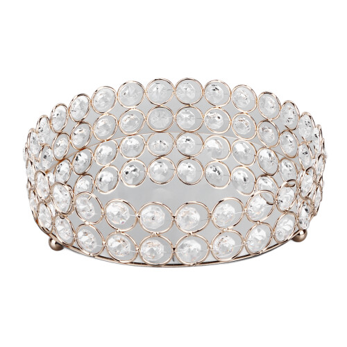 Crystal Cosmetic Makeup Tray20cm Round Mirrored Iron Tray 2